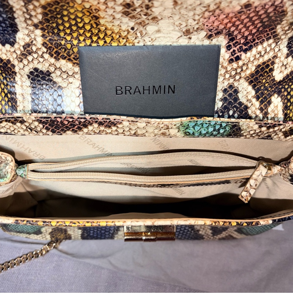 Brahmin Python-Texture Chain Shoulder Bag in Mult… - image 8